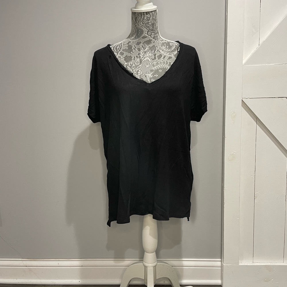 Abound Distressed Black Relaxed Short Sleeve T-Shirt